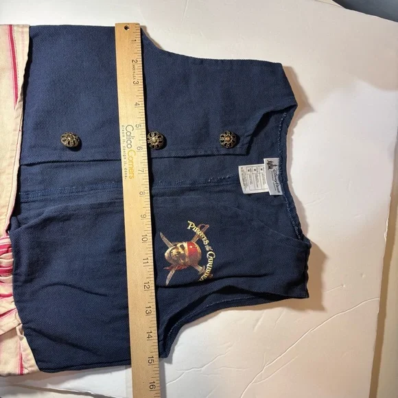 Disney Parks Pirates of the Caribbean Navy Pirate Vest with Red Striped Sash M - Picture 11 of 11